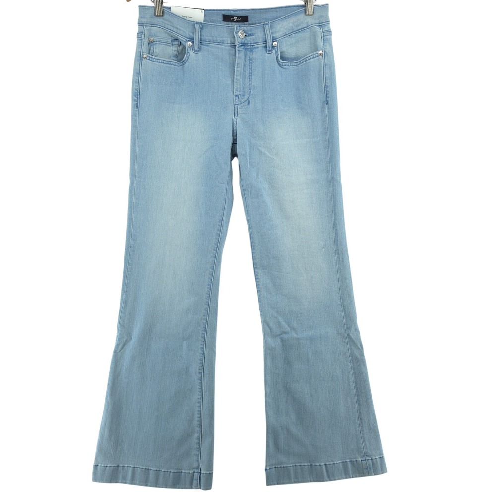7 For All Mankind Womens Dojo Tailorless Flare Jeans Stretch Blue Size 30 NWT